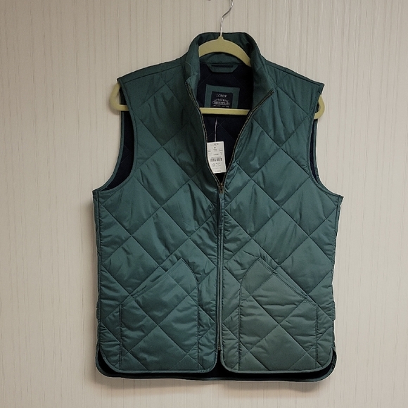J. Crew University Green Quilted Walker Vest Men's Small. New Lightweight Preppy